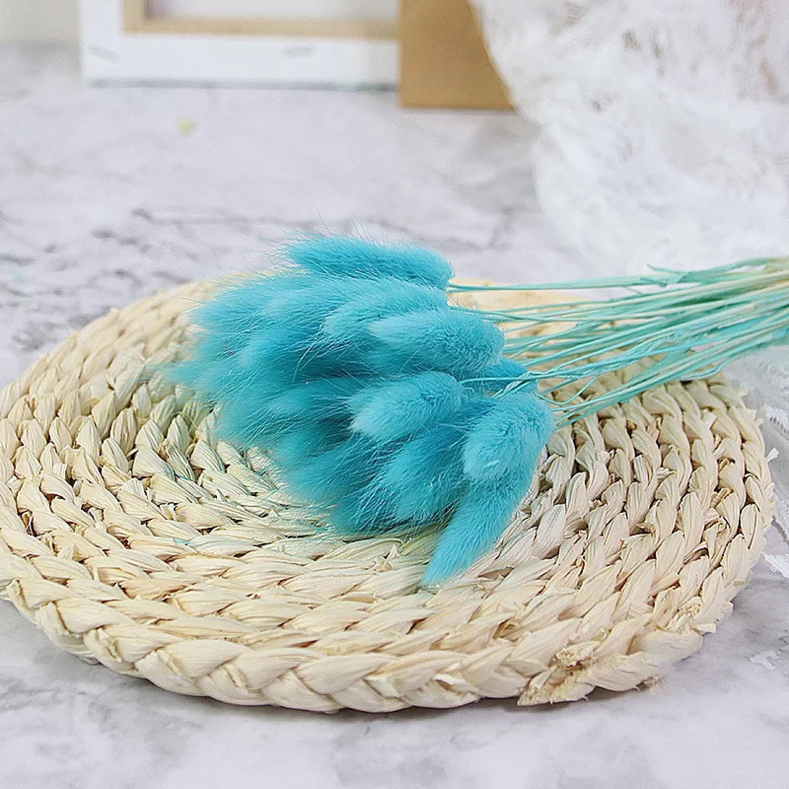 Erba della pampa alta, 100 pezzi, 45 cm, erba naturale a coda di coniglio, bouquet vero, decorazione per matrimoni, erba della pampa, decorazione per la casa bohémien, azzurro