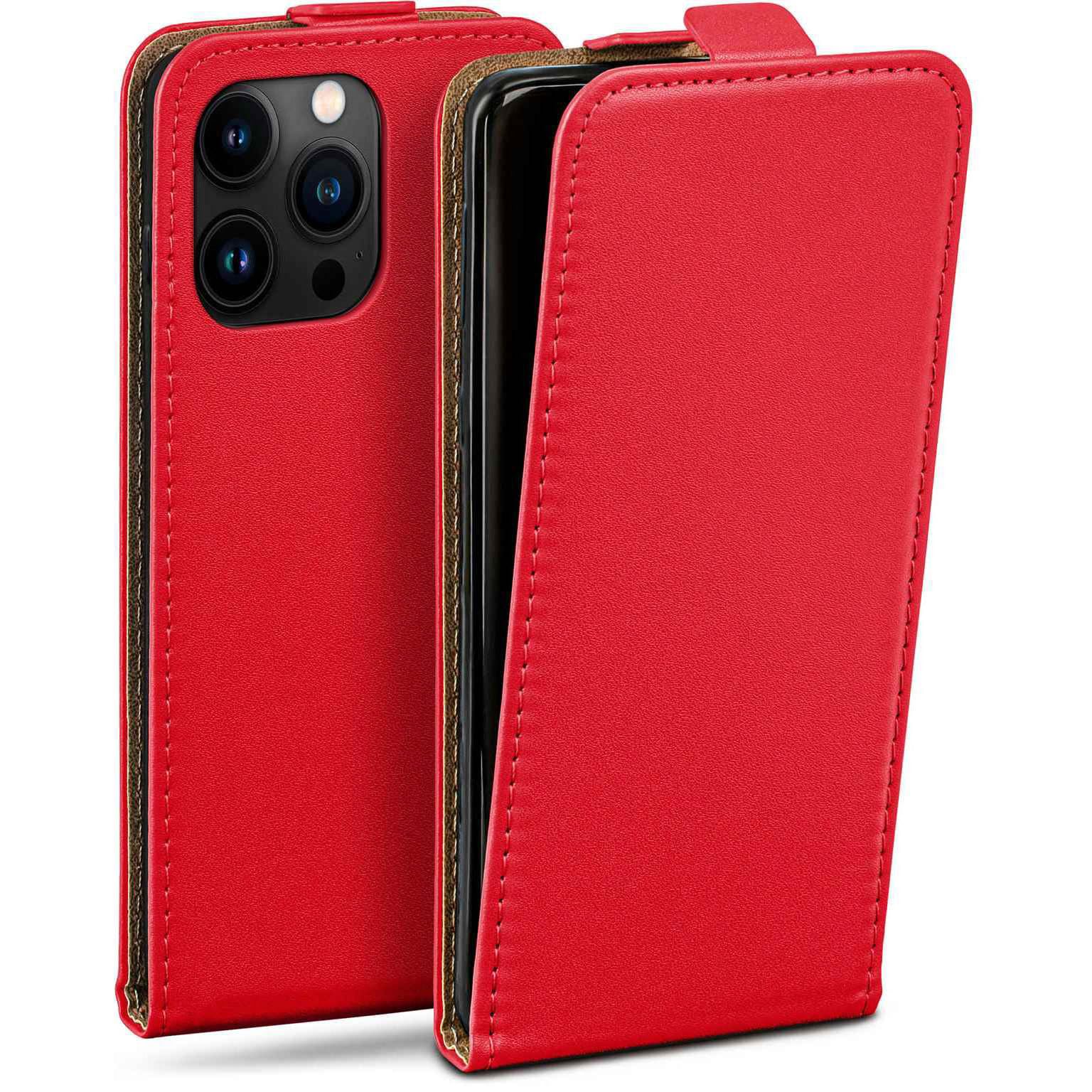 Étui pour iPhone 16 Pro moex clapet vertical en cuir végétalien rouge - 8