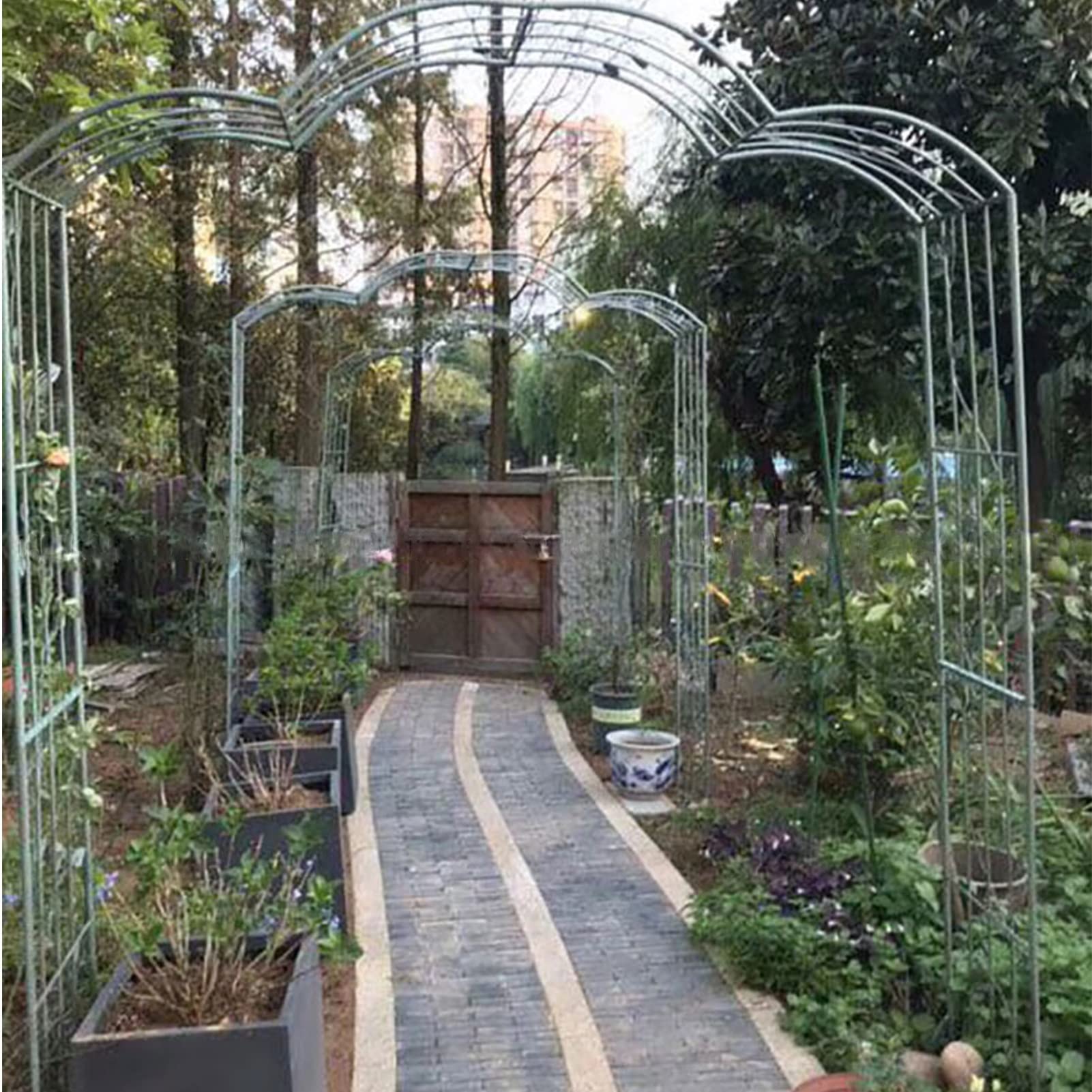 SDdPulse Archi da giardino in metallo, arco da giardino retrò alla moda, squisito motivo traliccio pergolato, pergolato pergolato, resistente alle intemperie e autoportante, per piante rampicanti e