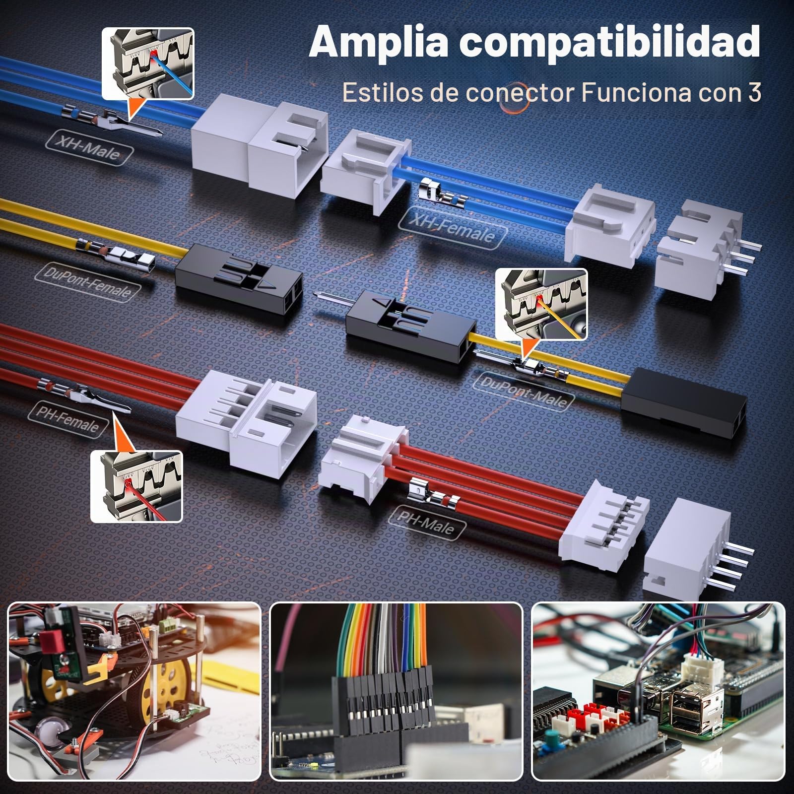 Alicates Electricista Crimpadora con 1565 conectores 0.08-1.5mm² ，Adecuado para ATX, EPS, PCIE, SATA