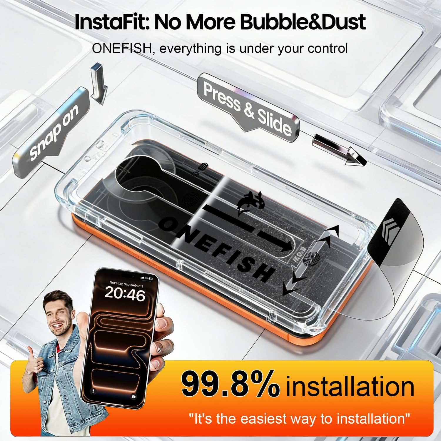 OneFish Protector de pantalla de privacidad compatible con iPhone 17 Pro