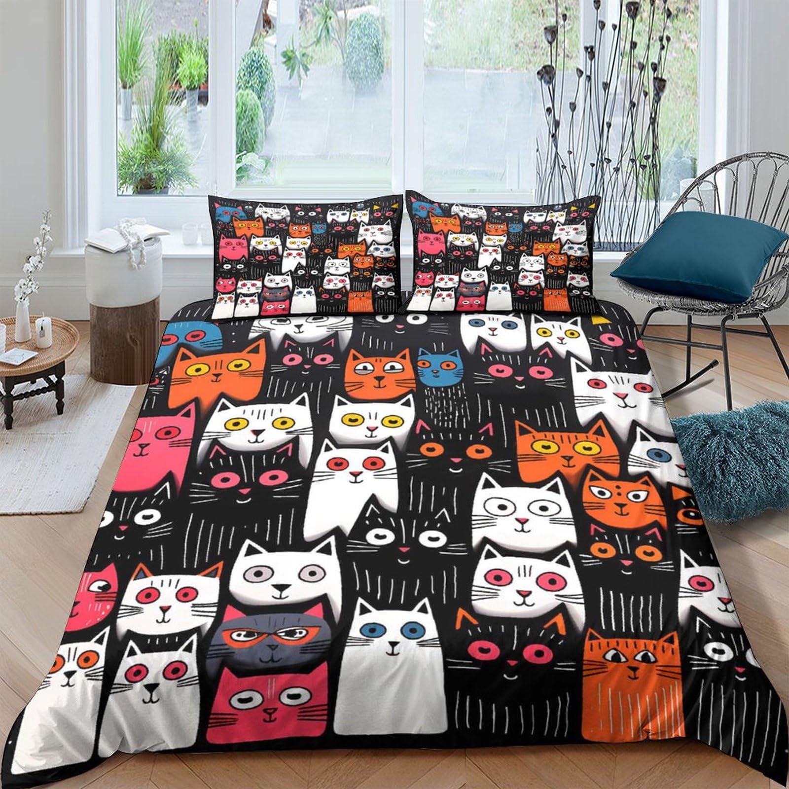 Housses de couettes 3D imprimé chat de compagnie 220x240cm microfibre