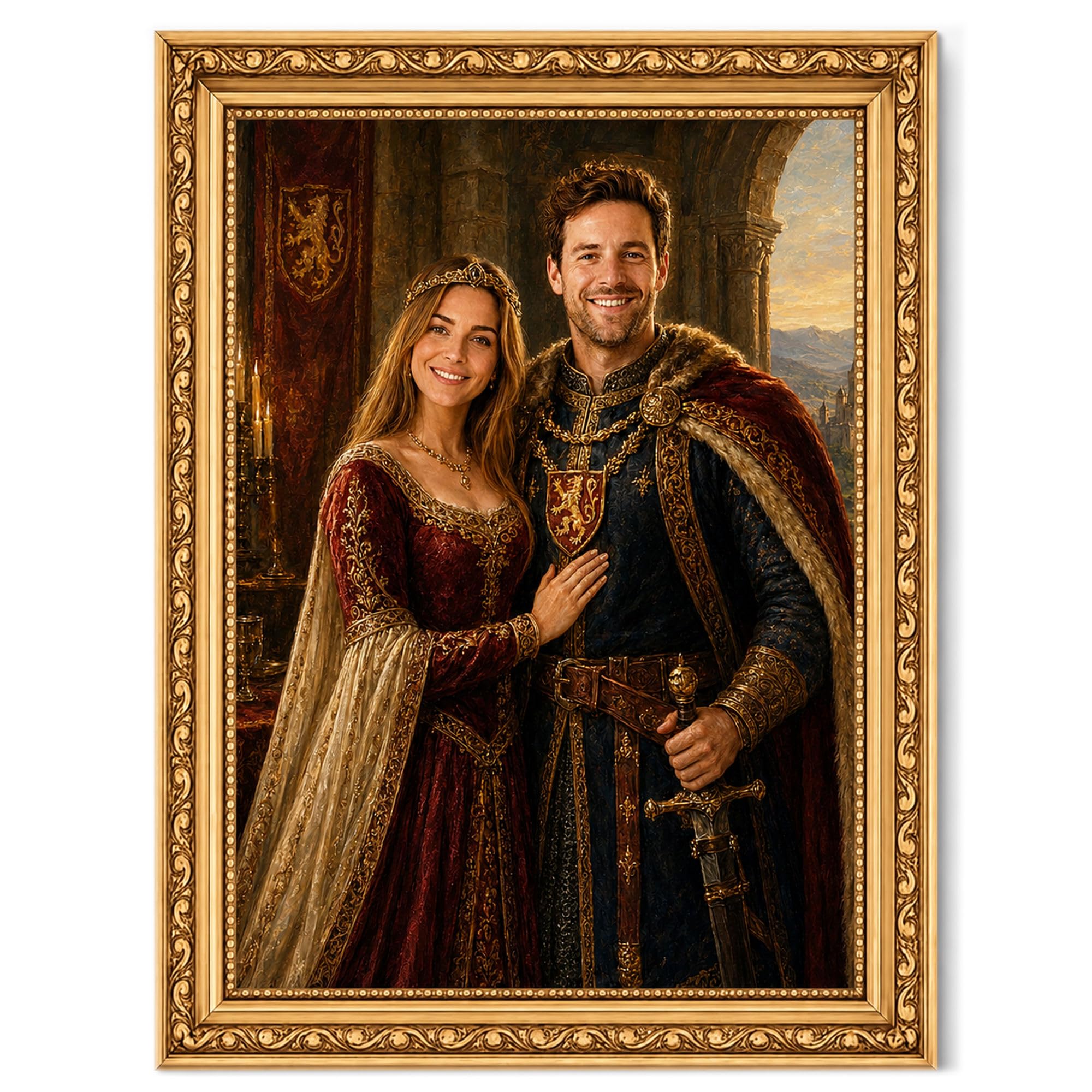 Personalised Couple Portrait Print from Photo – Custom Royal Artwork, Anniversary Unique Gift for Him or Her, Wedding, Birthday, for Husband Wife Boyfriend Girlfriend, A5 A4 A3 A2