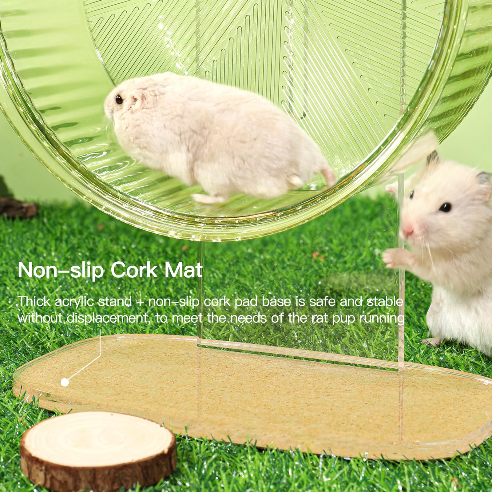Super-Silent Hamster Exercise Wheel: Silent Spin Toys Hamster Running Wheels with Height Adjustable Stand for Hamsters Gerbils Mice Or Other Small Animals -8.5inch Yellow - image 7