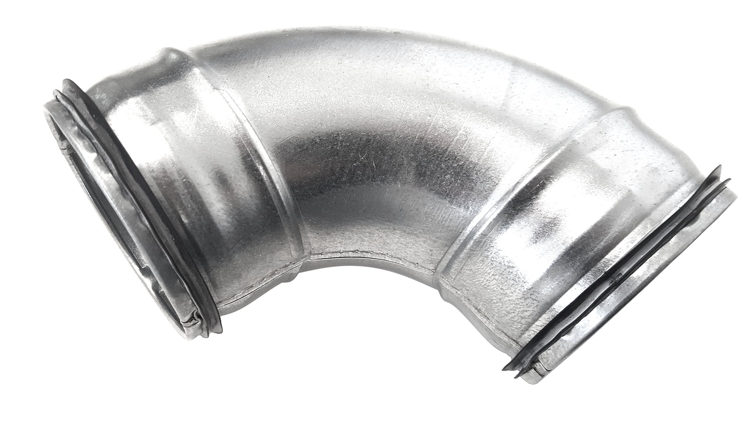 Raccord coudé en acier galvanisé pressé pour tube spiralé agrafé DN 80 100 125 140 150 160 180 200 avec joint 45 °/90 °, argent