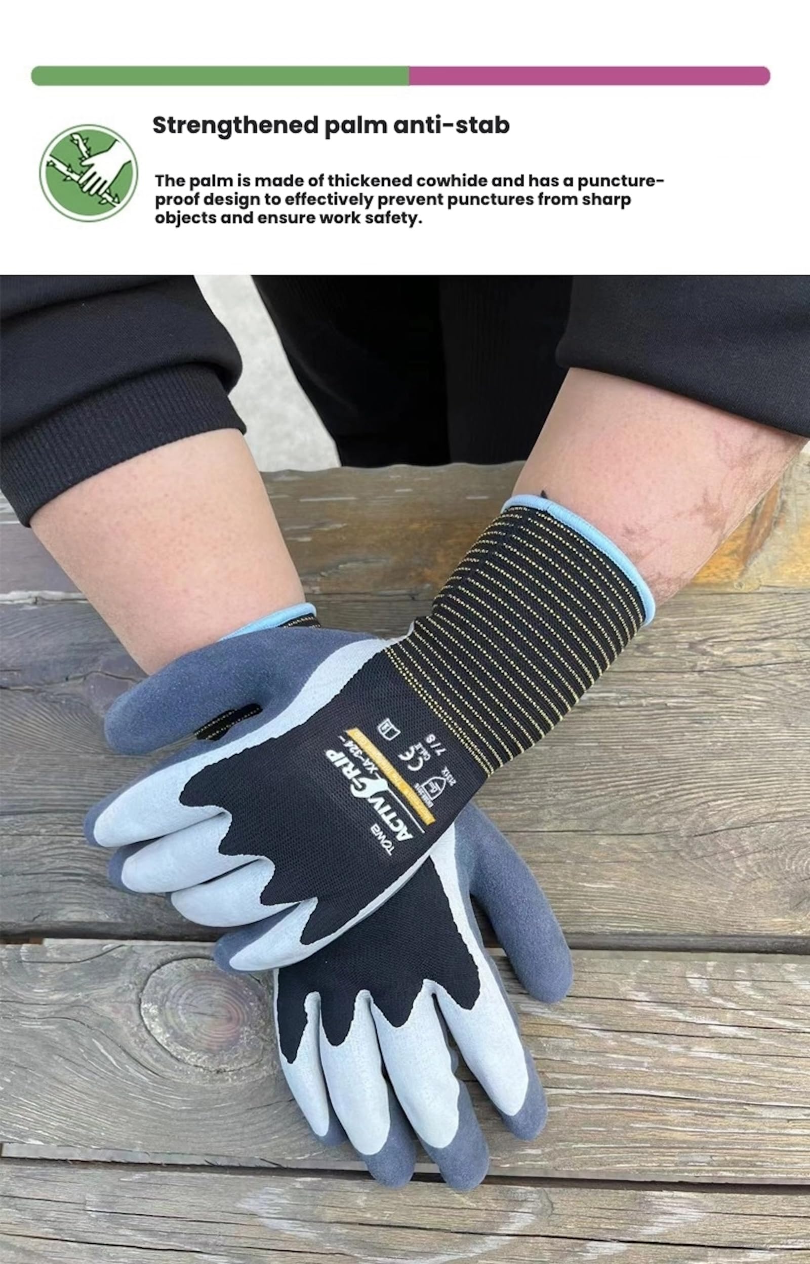 10 par profesjonalnych rękawic ogrodniczych, oddychających lateksowych rękawic ogrodniczych, odpornych na noże i poślizgowe (Grey Orange/Medium,5 pairs)