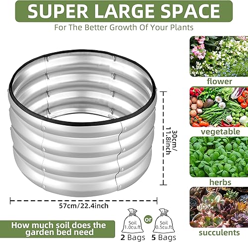 Miniatura 2 de SOCONT Kit de cama de jardín redonda galvanizada elevada, 2 cajas de jardín galvanizadas de 2 x 1 pie, al aire libre para verduras. (1 paquete,