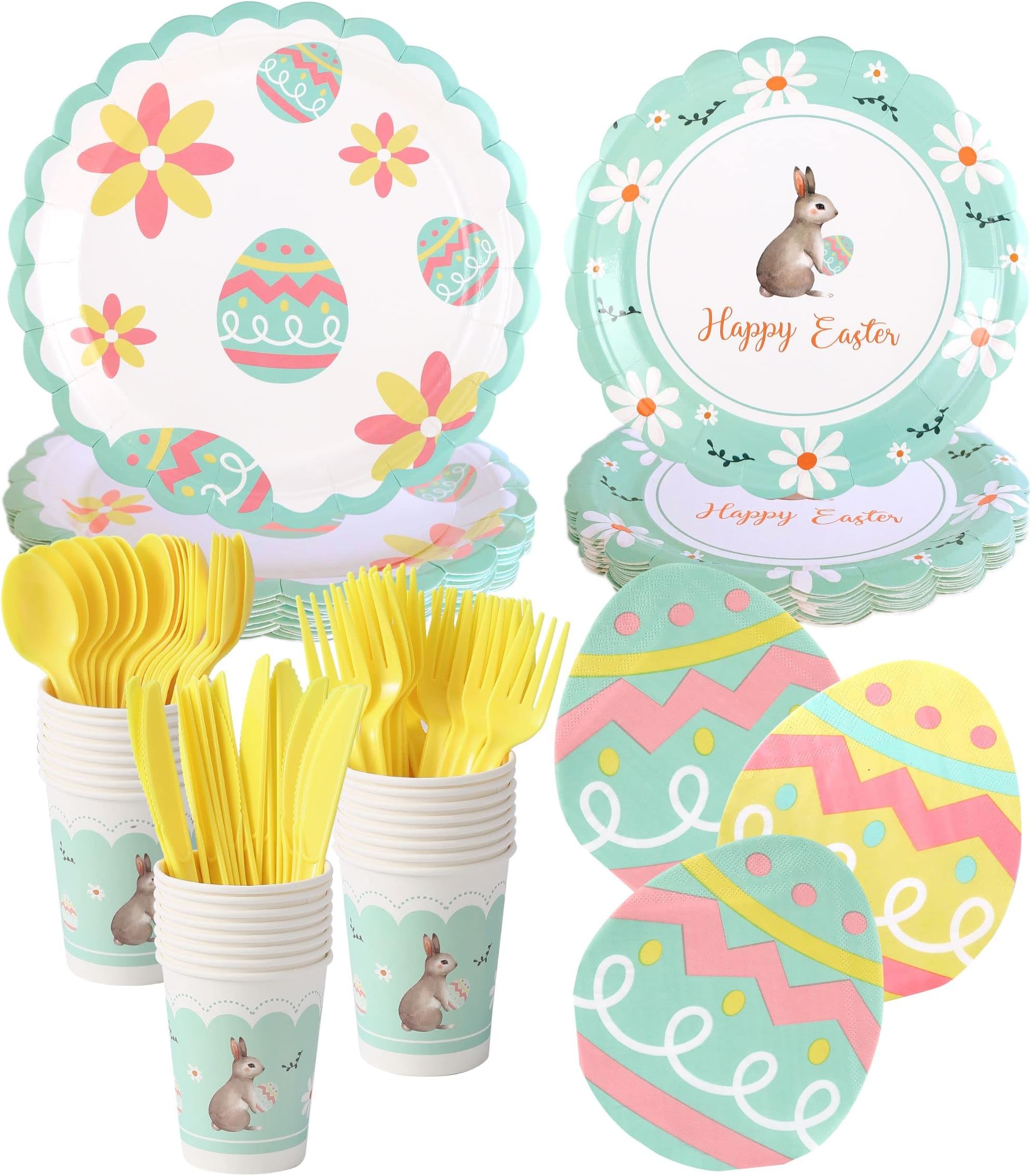 100 Pieces Easter Plate Easter Eggs Shape Paper Plates