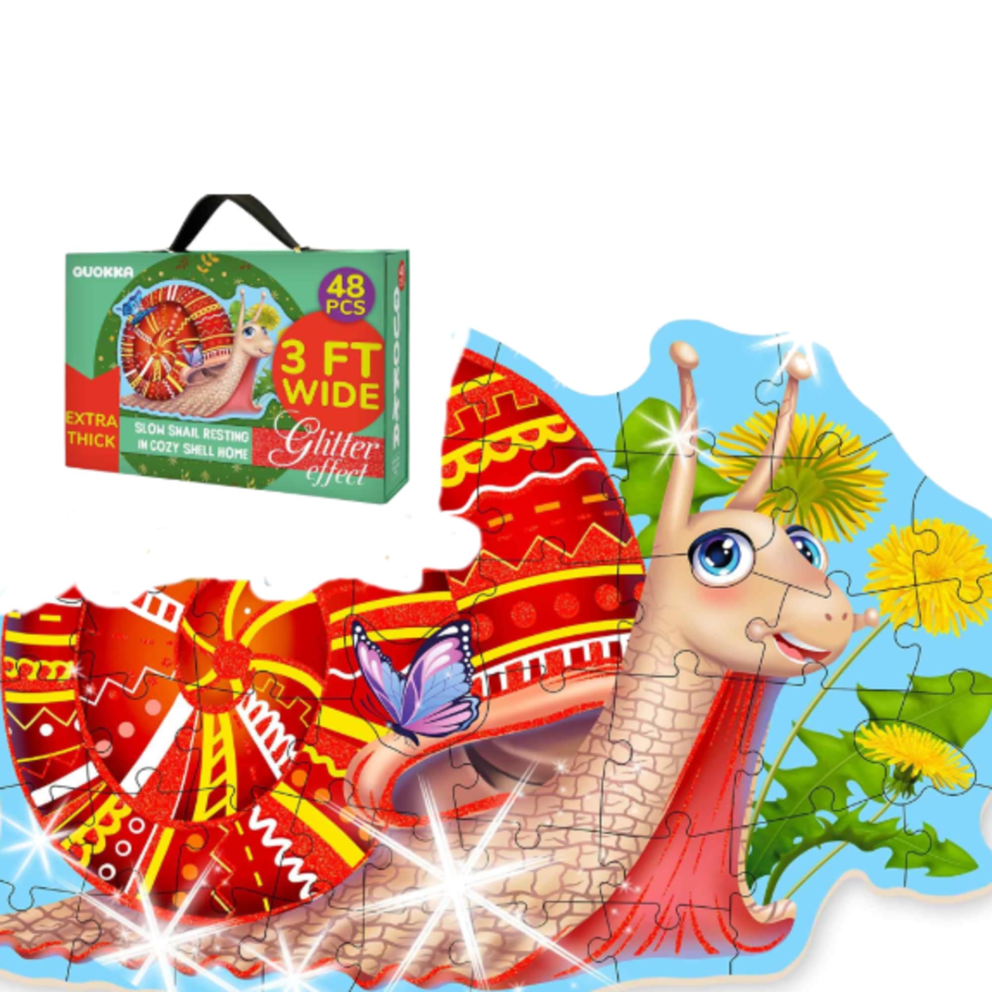 QUOKKA Puzzle da Pavimento Glitterato - 2 x 3 FT 48 Pezzi - Puzzle Educativi Grandi - Gioco di attività giocattolo a