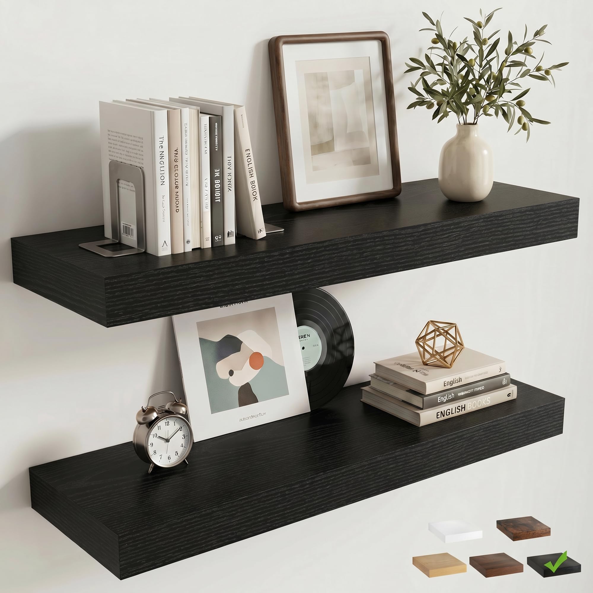 24-Inch Floating Wall Shelves, Set of 2