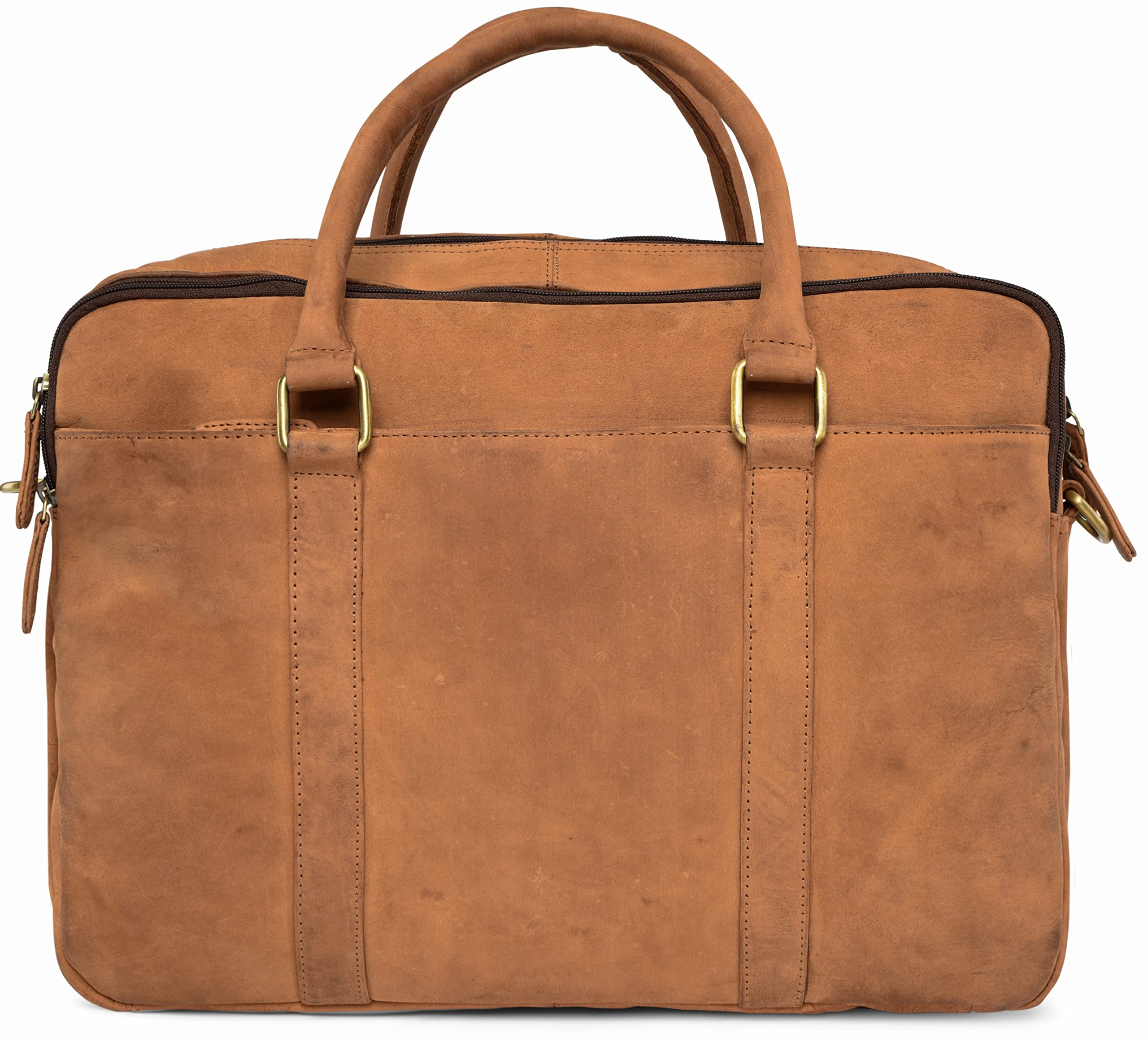 LEABAGS Bolso para Hombres y Mujeres | Bolsa de Portátil de Cuero Genuino de hasta 16" | Bolso Bandolera con Correa | Bolso de Hombro | Bolsa Mensajera | Bolsa de Trabajo
