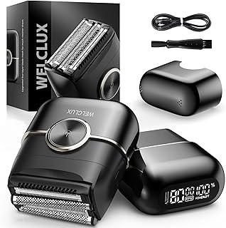 Electric Foil Shavers for Men: Upgraded Mini Electric Razor for Beard - 4 Floating Blades & Big LED Display - 2 Gears Adjustable Face Razor with IPX7 Waterproof for Travel & Home, USB Type C