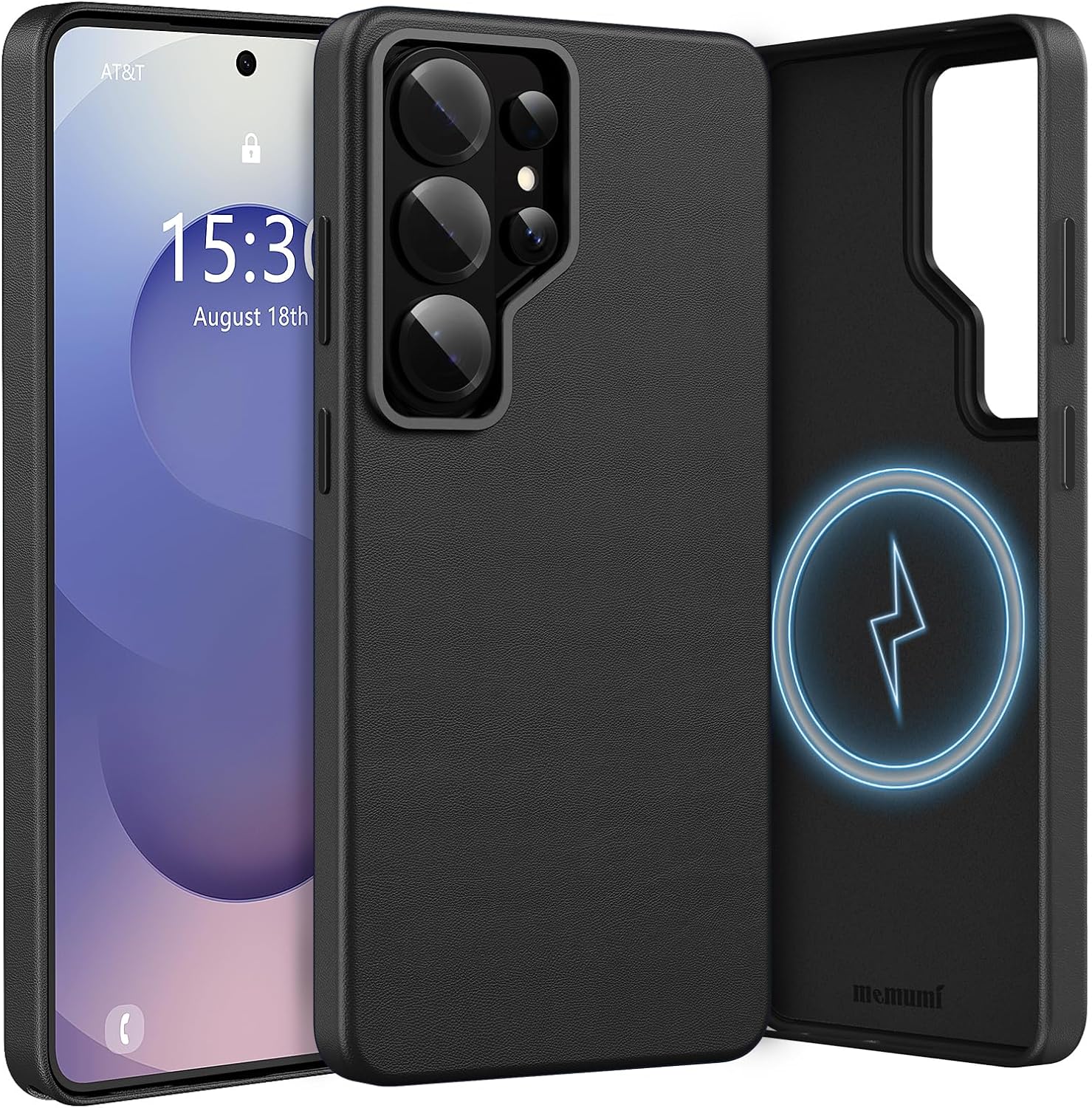 memumi Magnetic for Samsung Galaxy S26 Ultra Leather Case Compatible with MagSafe - Vintage Style, Magnetic Attachment, Enhanced Comfort Grip PU Leather Case for Galaxy S26 Ultra Black