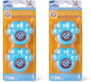 Arm & Hammer Pets Cat Litter Box Deodorizing Pods 2 pods, Fresh Breeze Scent | 2 Cat Litter Box Deodorizer from Arm and Hammer | Combats Cat Odors | 2 Adhesive Devices (Pack of 2)