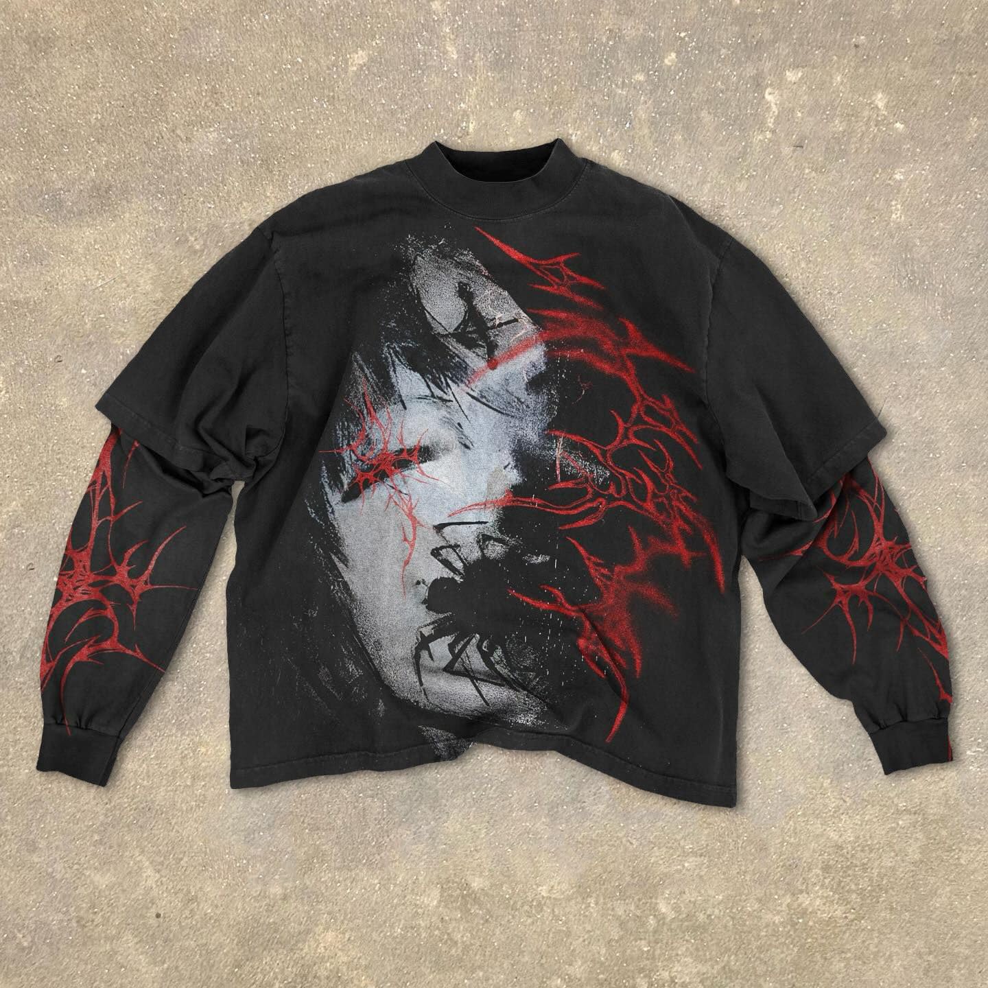 Camicia gotica camicia gotica falso due pezzi abbigliamento alternativo gotico manica lunga top grunge vestiti