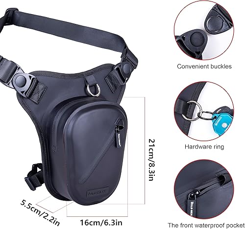 Miniatura 3 de WILD HEART Bolsa impermeable para pierna de motocicleta, versátil pechopiernaherramientahombromensajerobolsa de cintura TPU con cuerda para