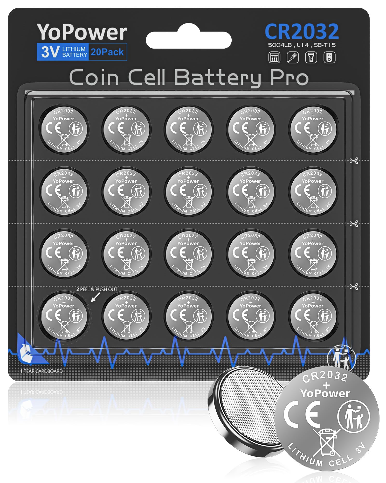 CR2032 Batteries 20 Count, 2032 Lithium 3v Coin Battery for AirTag