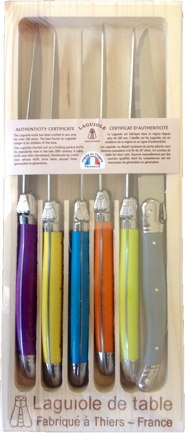 Jean Dubost Laguiole 6Piece Steak Knives, Multi Colored