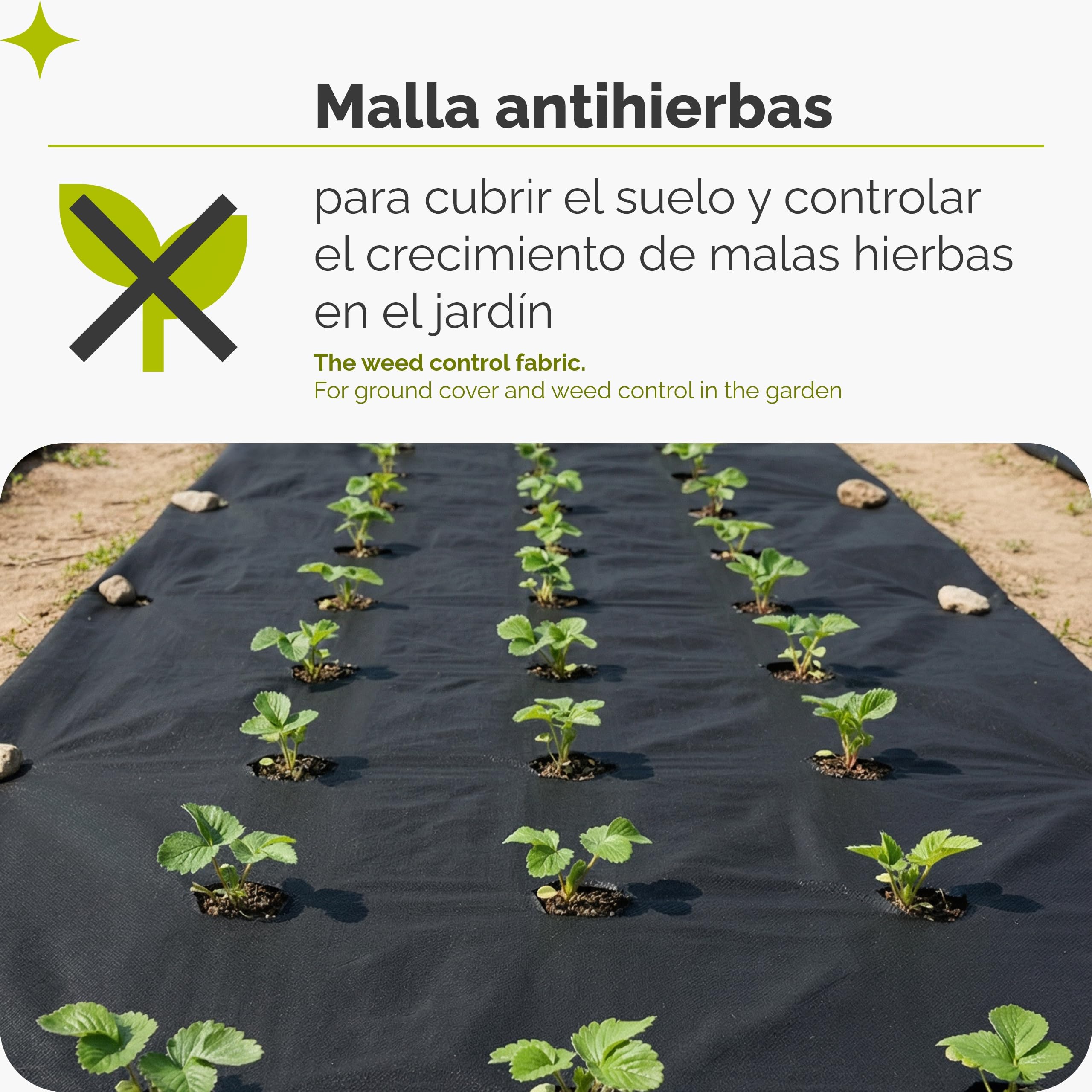 Garronda Malla Antihierbas Geotextil 150 g/m² 1,6x20 m 32 m² GD-0177 | Lona antihierba grande, tela geotextil extra fuerte resistente al desgarro y UV para huerto y jardín bajo grava o corteza
