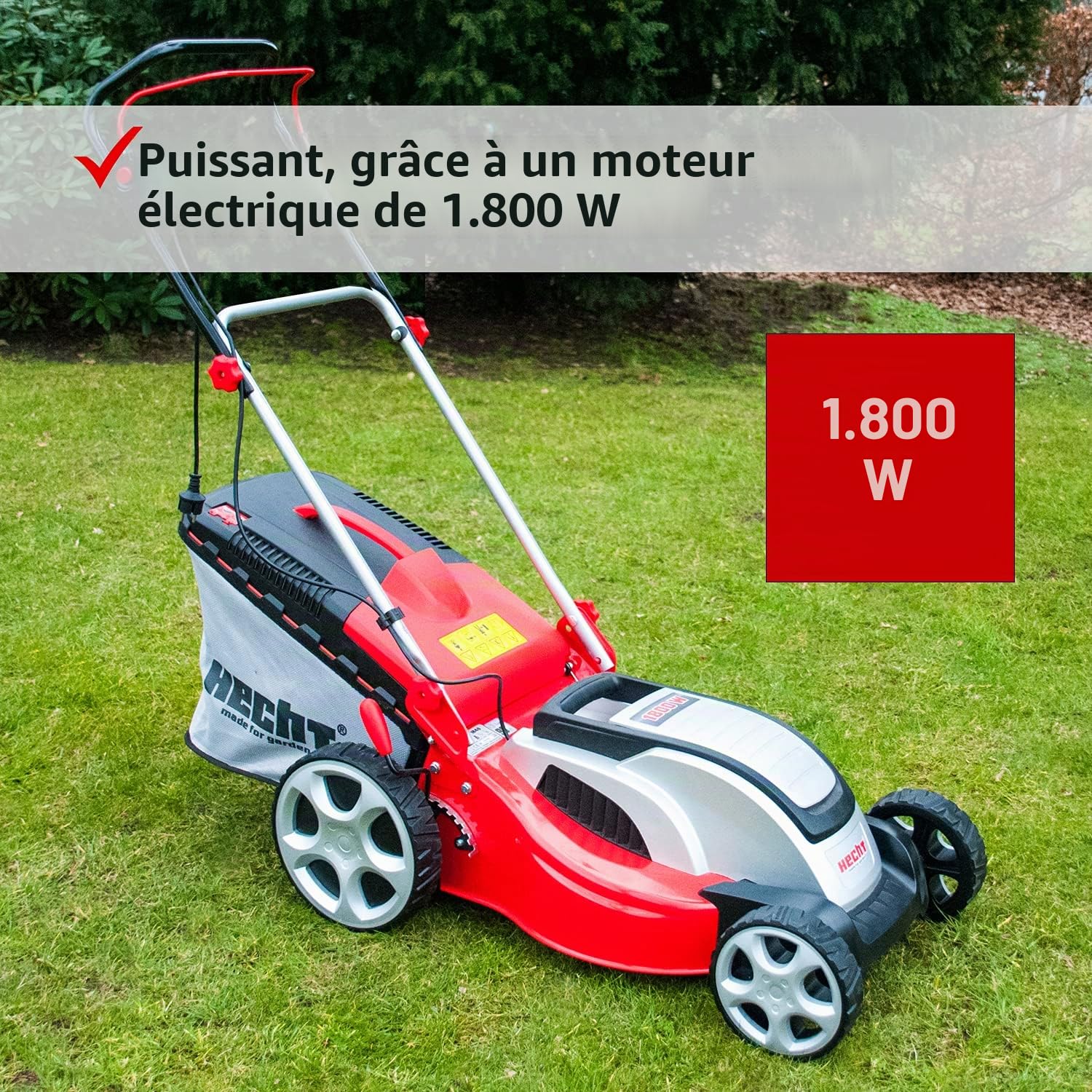 HECHT Tondeuse électrique 1845 Tondeuse à gazon électrique (1800 W, 46 cm, 60 L)