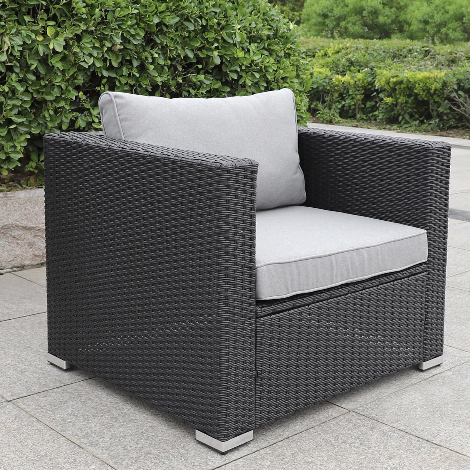 Gartenmöbel Lounge Set| 3-7 Personen viele Modelle| inkl. extra Dicke Kissen | Outdoor Loungemöbel Sitzgruppe Essgruppe Garnitur | klassisch Schwarz (Mallorca)