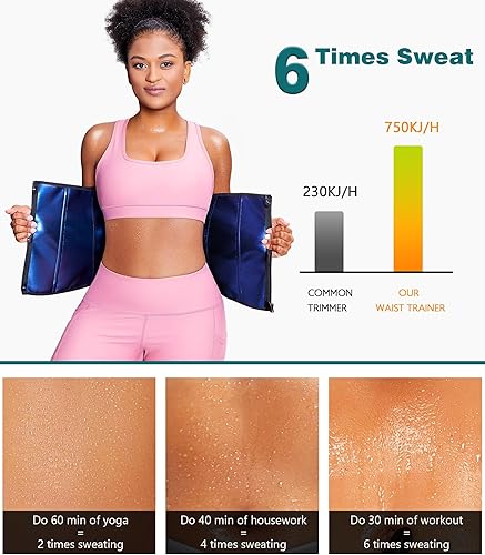 Miniatura 4 de SUNACGO Entrenador de cintura de sudor para mujer, corsé reductor de cintura, faja deportiva, faja moldeadora de cuerpo, cinturones de vientre