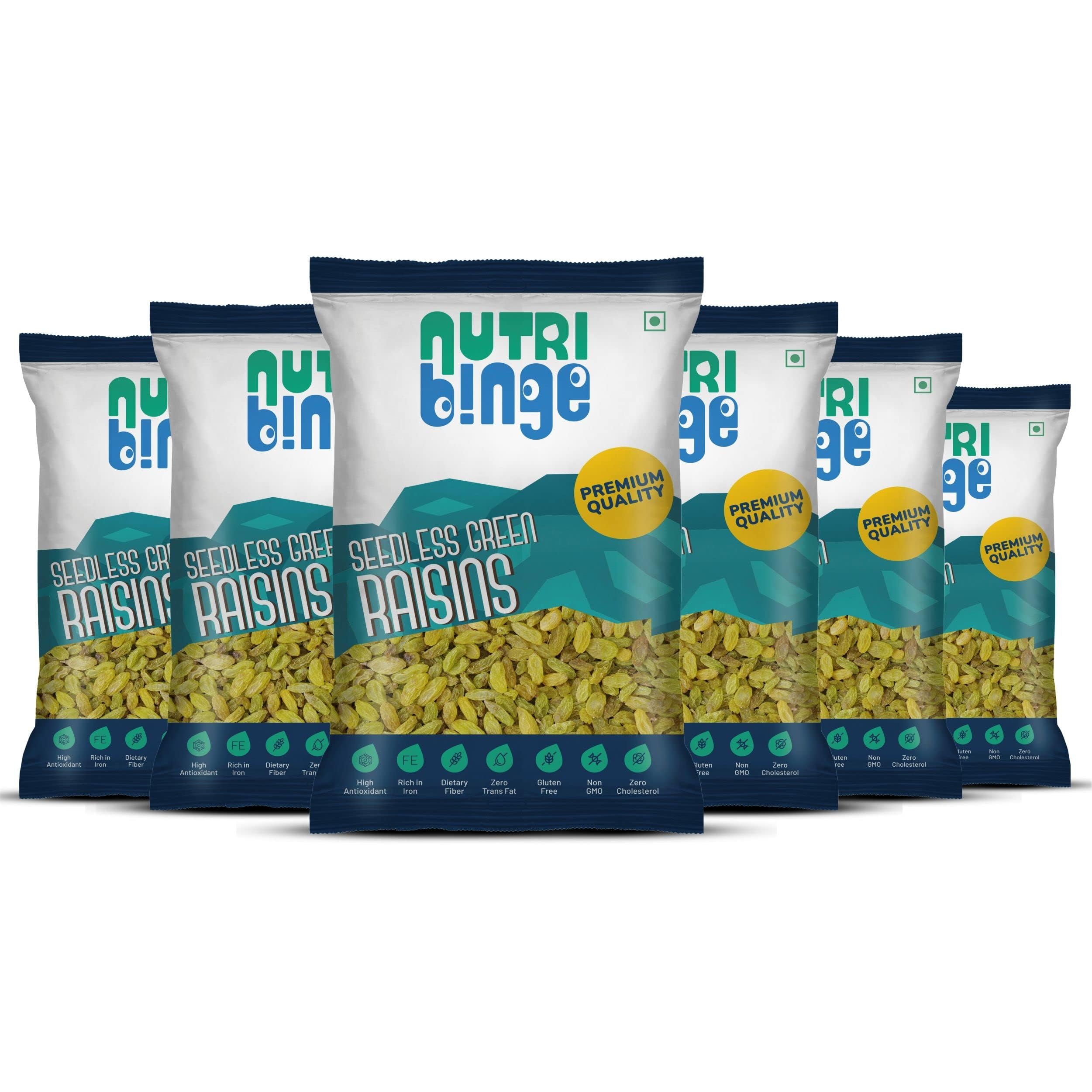 NUTRI BINGE Dried Green Raisins (Kishmish 100 Grams - Pack of 6), Organic Fresh Fruit Dried Grapes, Nutrient Rich Healthy Breakfast Snack (B0C4GZMFX8) Amazon Price History, Amazon Price Tracker