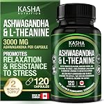 Ashwagandha Supplement 3000 mg and L-theanine 100 mg Per Capsule | High Potency 10:1 Extract, Expert Formulated | Resistance to Stress, Promote Relaxation, Energy, Memory Enhancement, Sleep Aid & Rejuvenative Tonic | Proudly Canadian | No Additives (