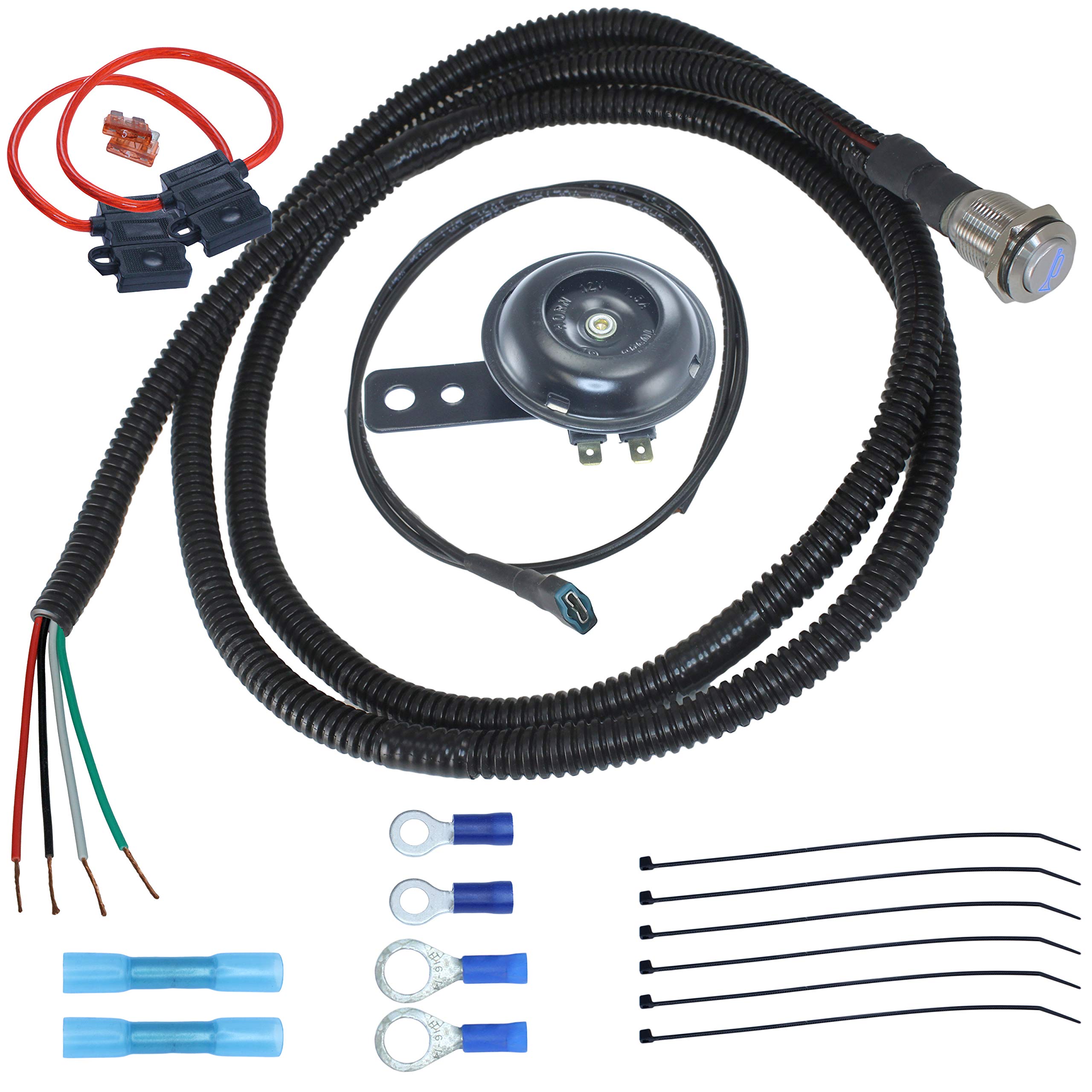 MCSADVENTURES Universal ATV UTV Golf Cart Horn Kit With Lighted Button For Polaris Sportsman