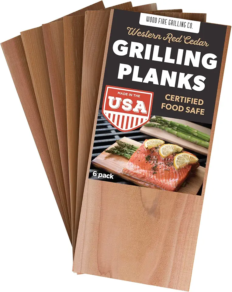 6-Pack Cedar Grilling Planks — Smoky Flavor for Salmon