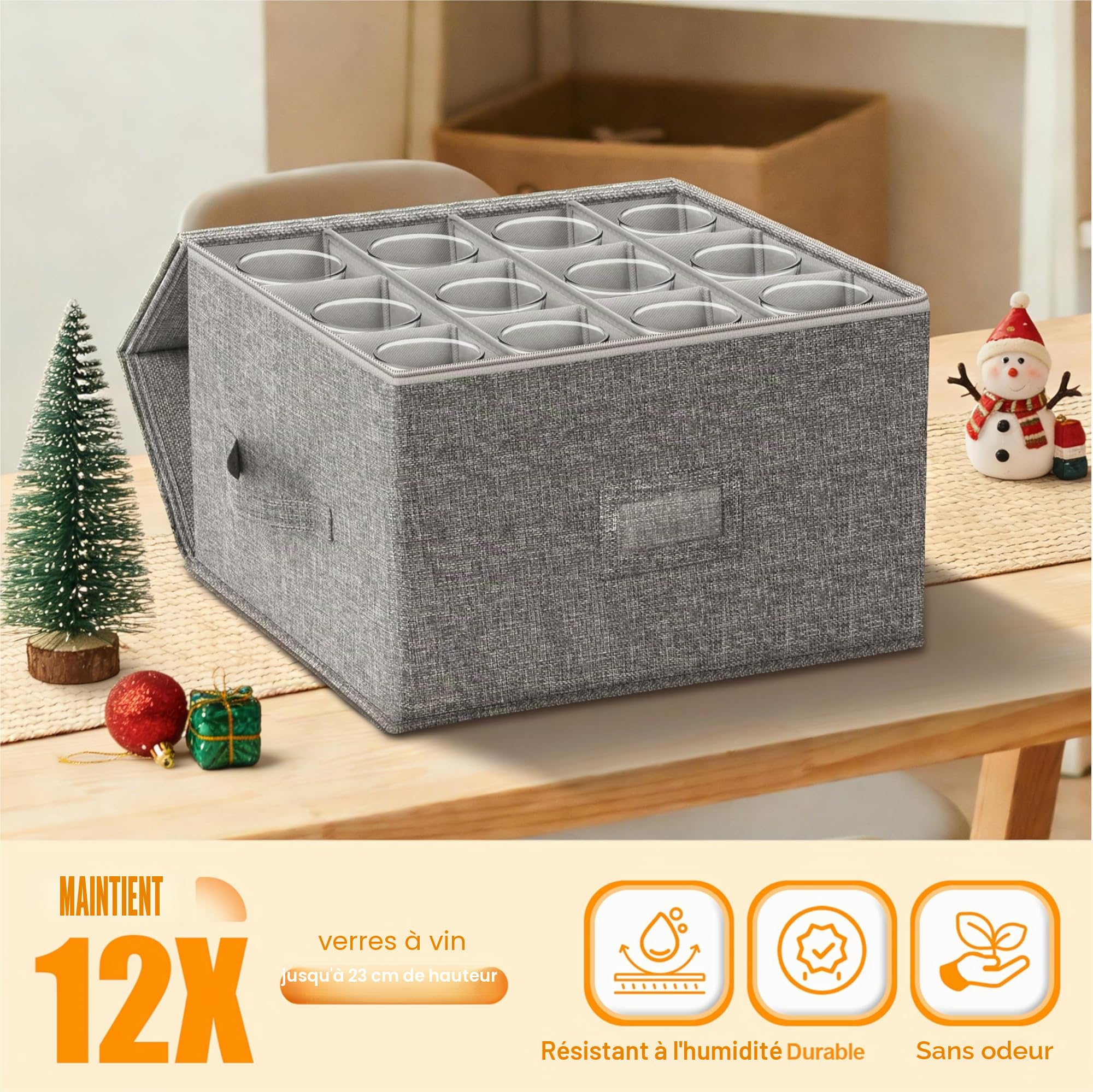 Kukikan Boîte de rangement pour verres à vin avec couvercle, étuis de contenants rigides pour verrerie à pied, boîtes d'emballage pour déménagement de verrerie en cristal, flûte à champagne, pour