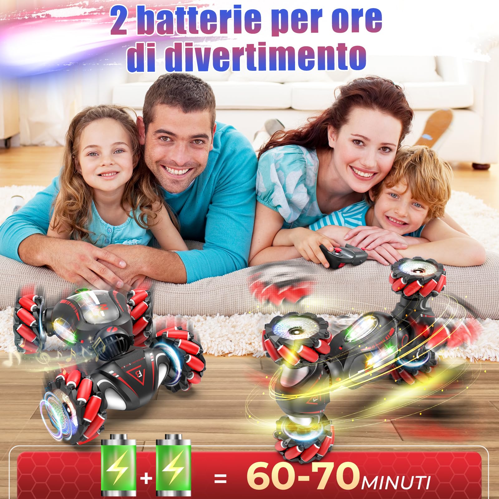Fosgoit Macchina Telecomandata per Bambini, Macchine Telecomandate 4WD 2.4 GHz Auto Telecomandata con Mano e Luce e Spray, Regalo Giochi Giocattolo per Bambine Bambino 6 7 8 9 10 11 12 Anni Maschio