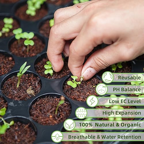 Miniatura 9 de Ladrillo de coco para plantas, 8 paquetes de fibra de coco comprimida 100% natural orgánica con bajo equilibrio de EC y PH, fibra de coco de alta