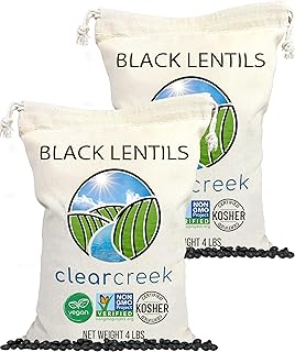 CLEAR CREEK Black Lentils | Caviar or Beluga Lentils | 8 lbs (2-4 lb pack) | Non-GMO | Kosher | Vegan | Non-Irradiated