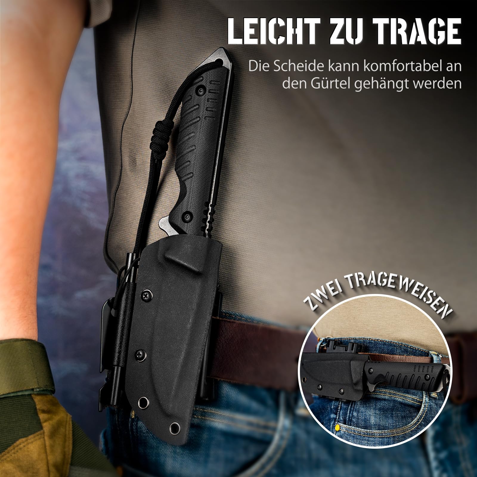 NedFoss DRAGON cuchillo supervivencia, cuchillo bushcraft,cuchillo de caza,cuchillo camping,Hoja fija afilada para exteriores, full tang, acampada supervivencia