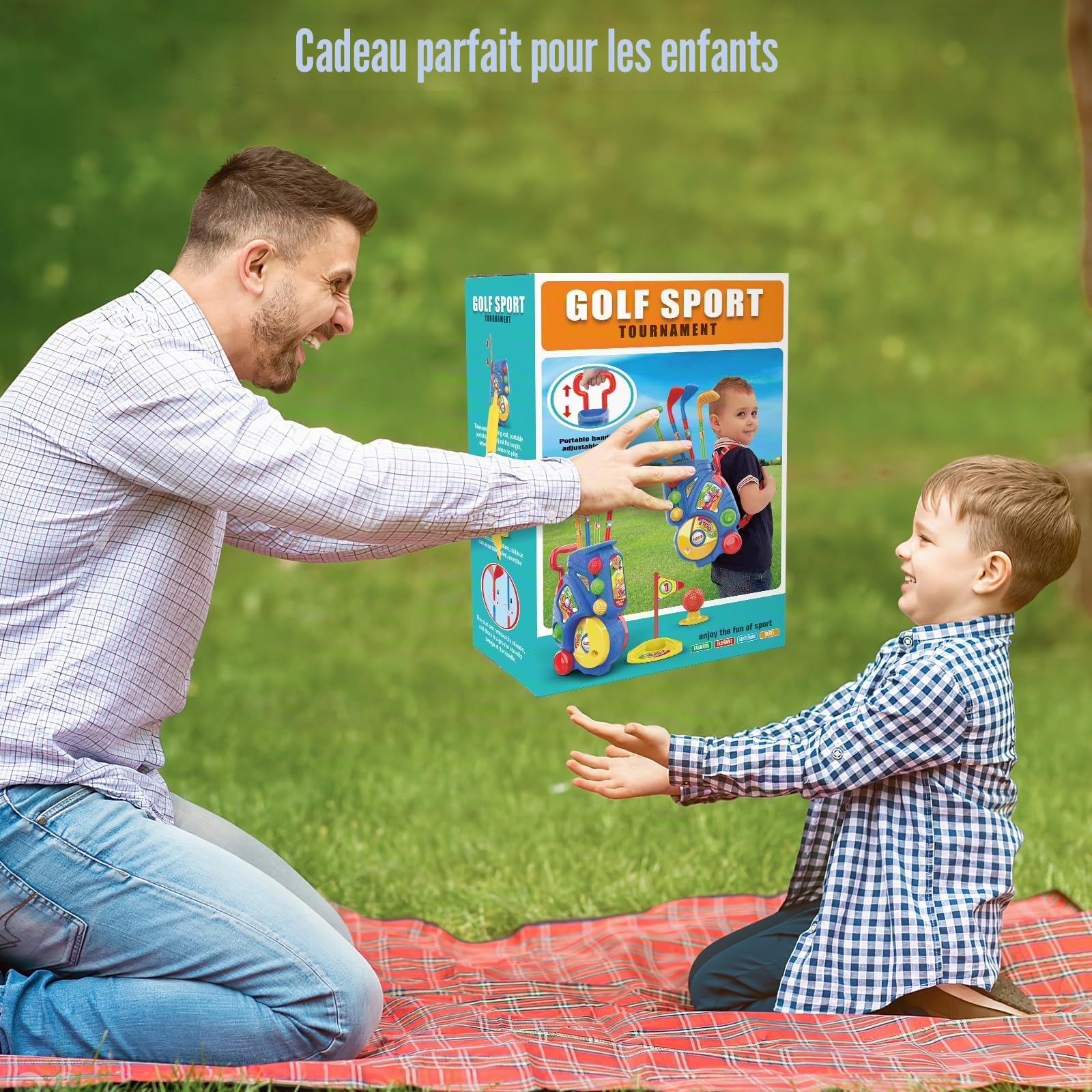 deAO Kit Golf Enfant 3-6 Ans avec 6 Balles + 4 Cannes & 2 Cibles - Jeu Éducatif Motricité Fine Intérieur/Extérieur Mallette Bleu | Idéal Cadeau Garçon Fille