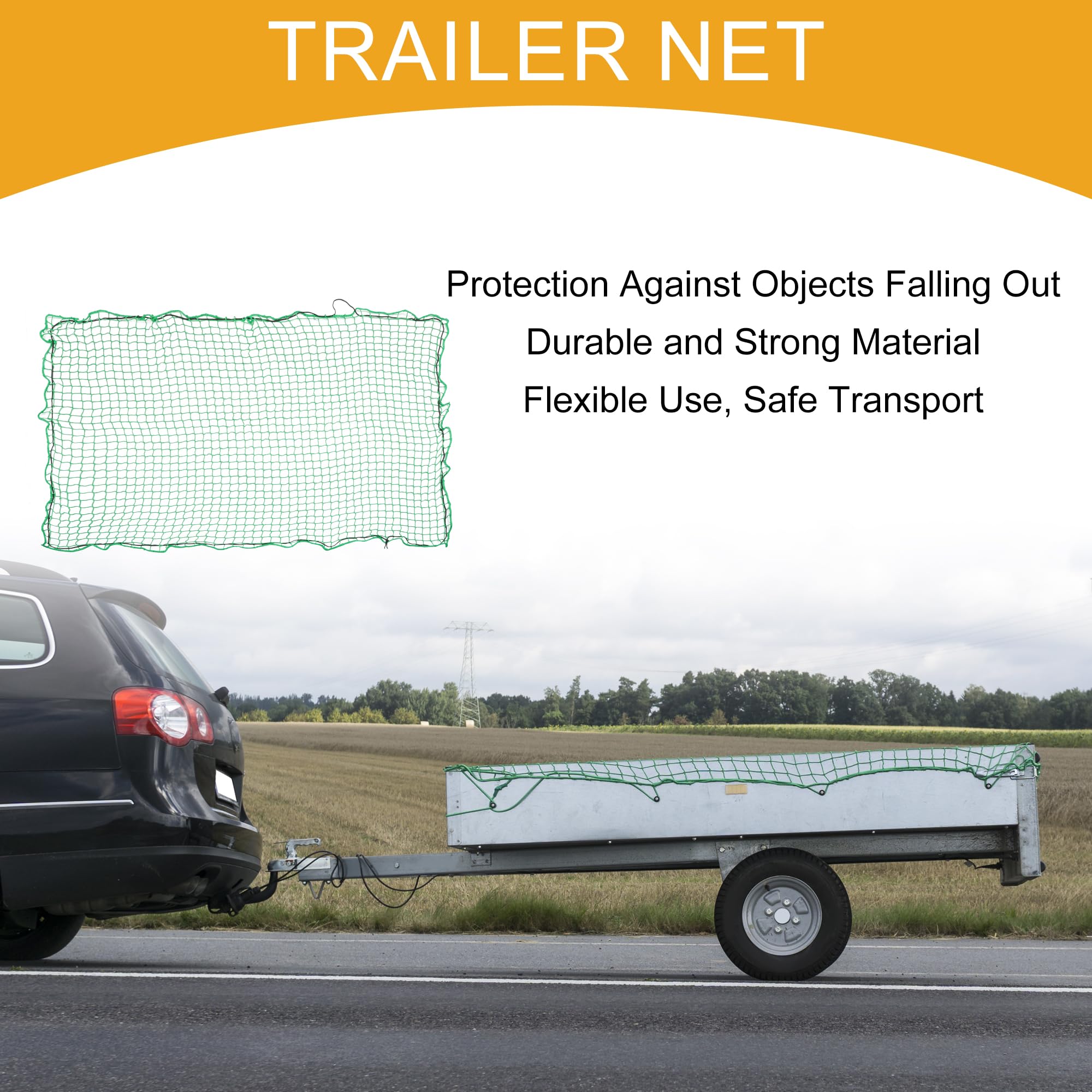 Filet De Remorque Extensible 1.8X2.2M 1 Pc Nylon Pour Camionnette