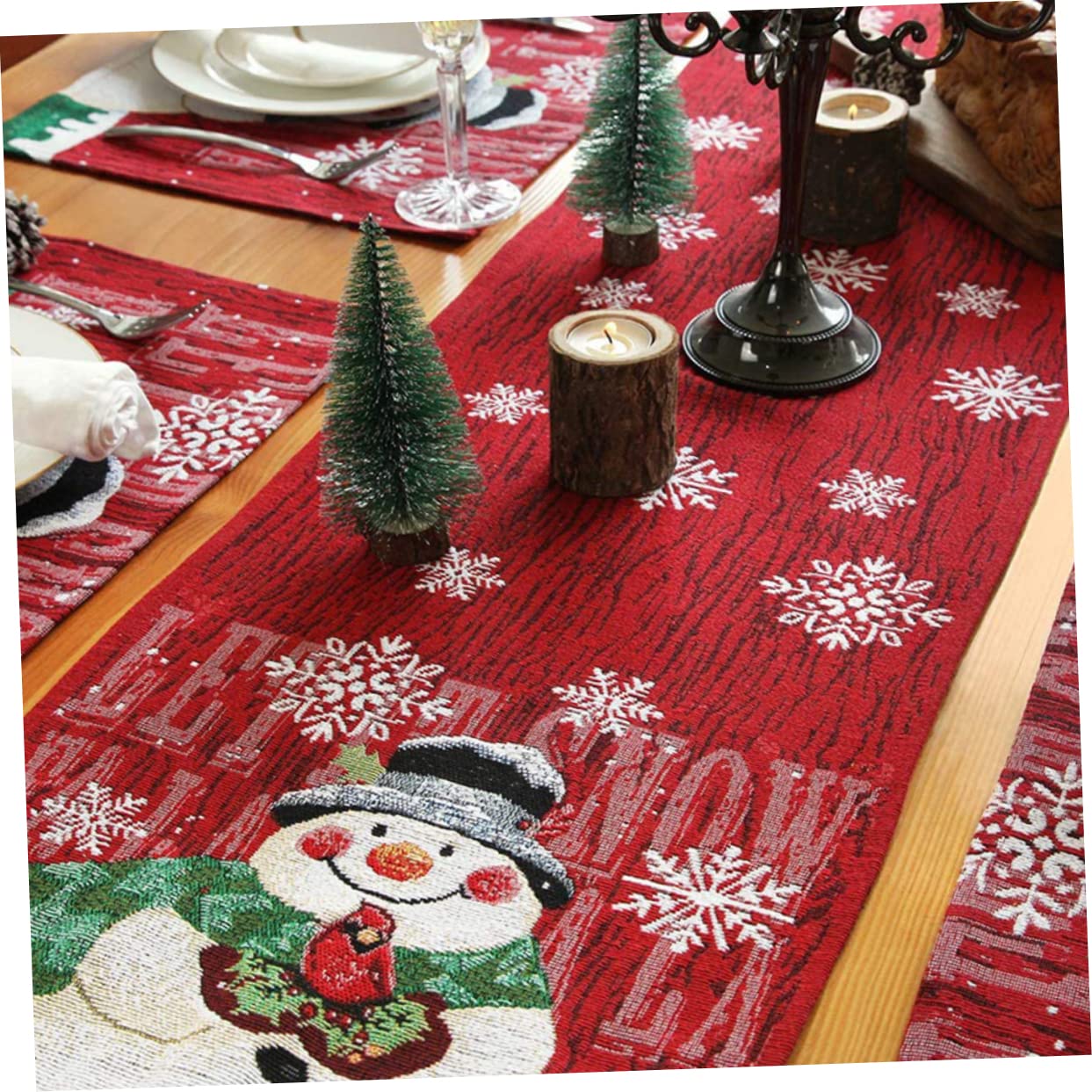 ABOOFAN 3 Stck. Weihnachtstischläufer Weihnachts-mitteldecken Christmas Table Cloth Tischläufer aus Käsetuch für Esstisch Weihnachten Schneemann Esstisch Ornament