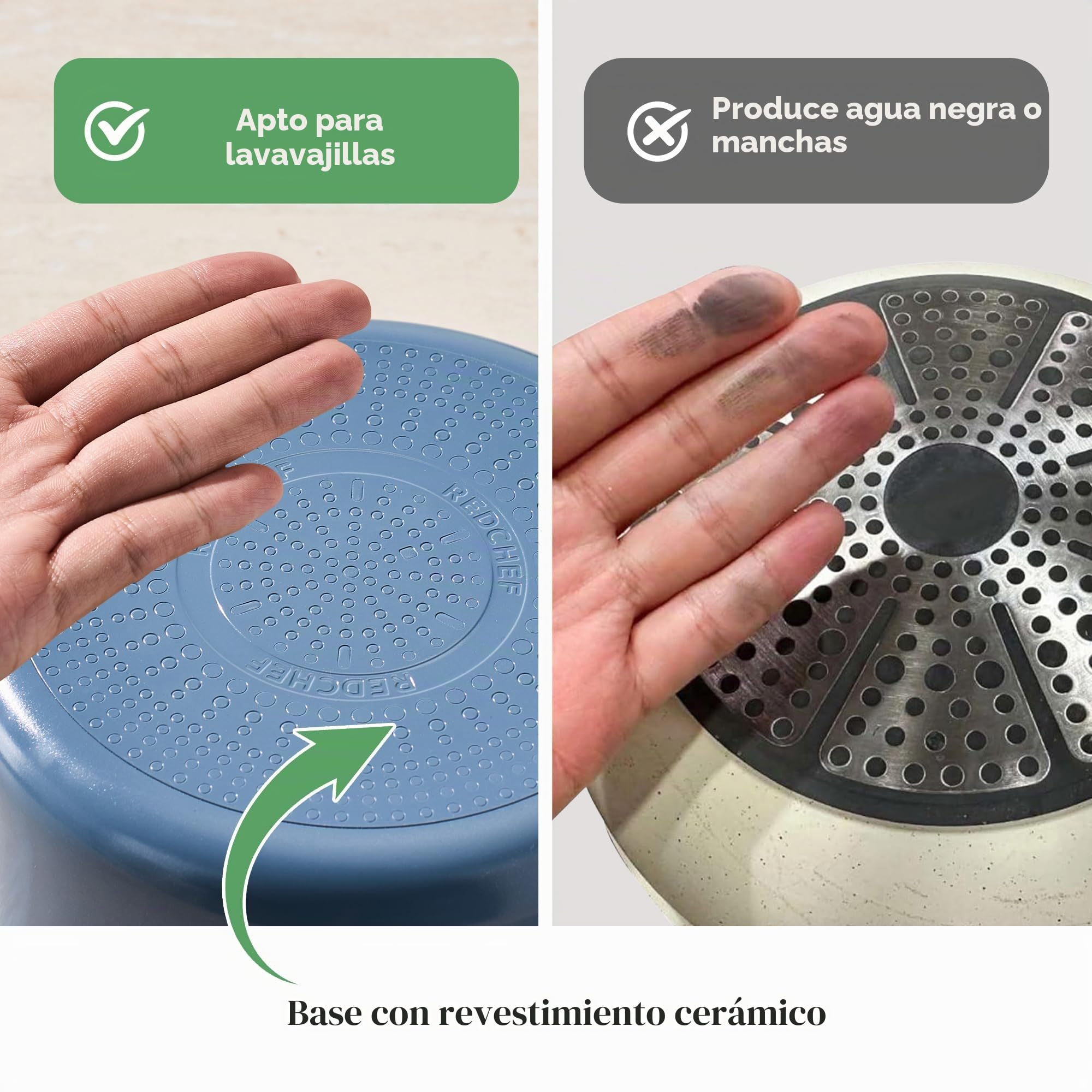RedChef juego de 3 olla con mango desmontable (16, 18, 20 cm) - antiadherente, sin PFOA, apto para inducción, lavable en lavavajillas y horno