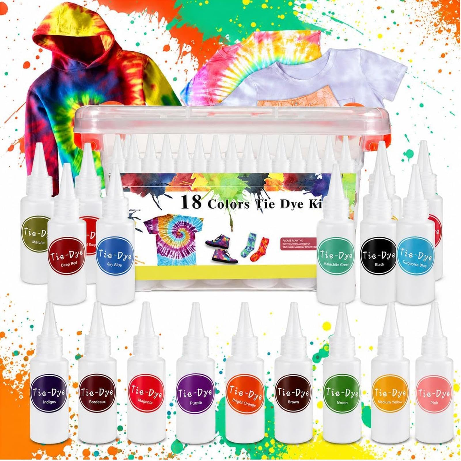 Juego de tintes para tela, 18 colores, para camisas, vaqueros y calcetines