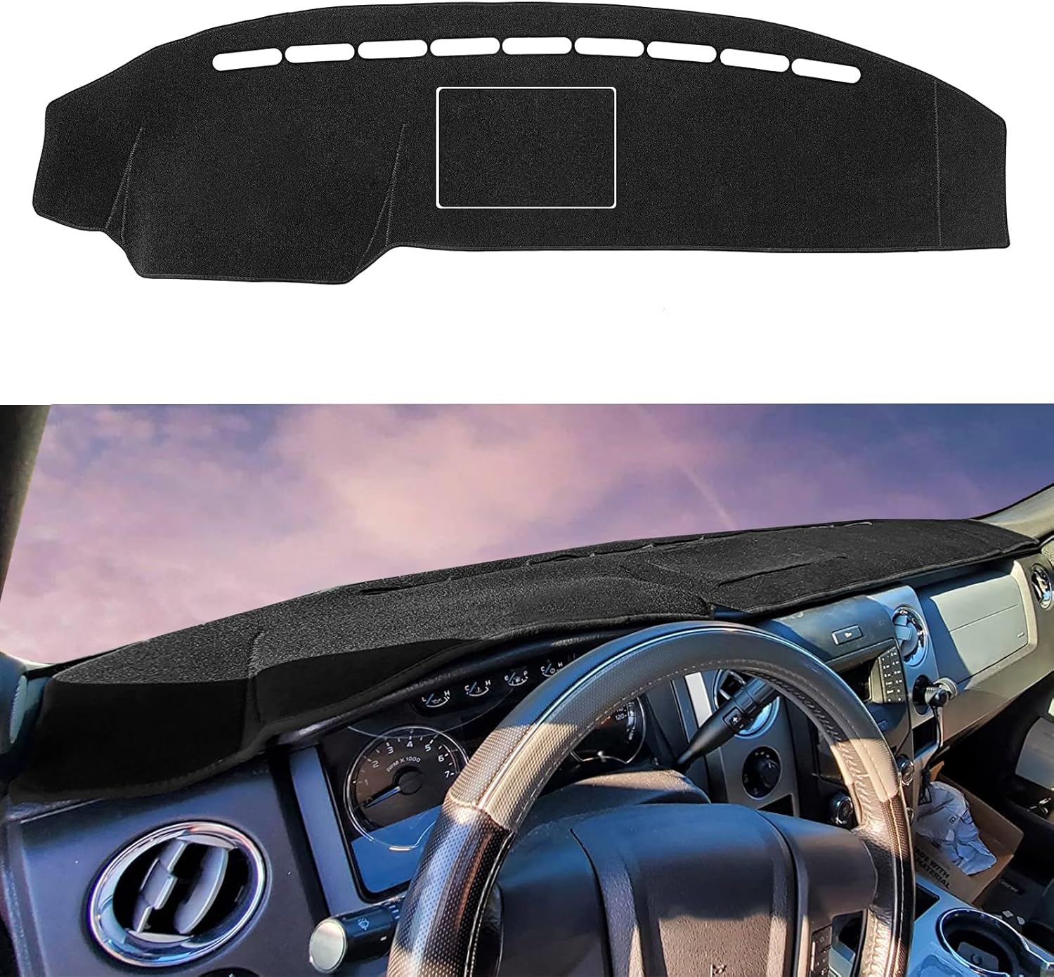 SKYLOTEC Dash Cover Pad Compatible with Ford F-150 F150 Raptor 2009 2010 2011 2012 2013 2014 Dashboard Mats Dash Carpet Protector
