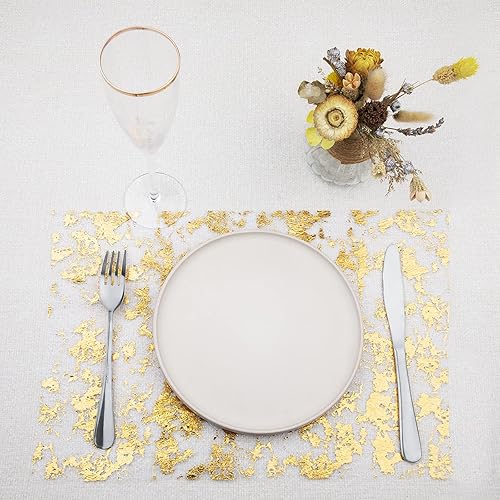 Miniatura 6 de WELTRXE Camino de mesa dorado, rollo de mesa de malla fina dorada metálica con purpurina de 11 pulgadas x 16 pies, suministros de fiesta de eventos,