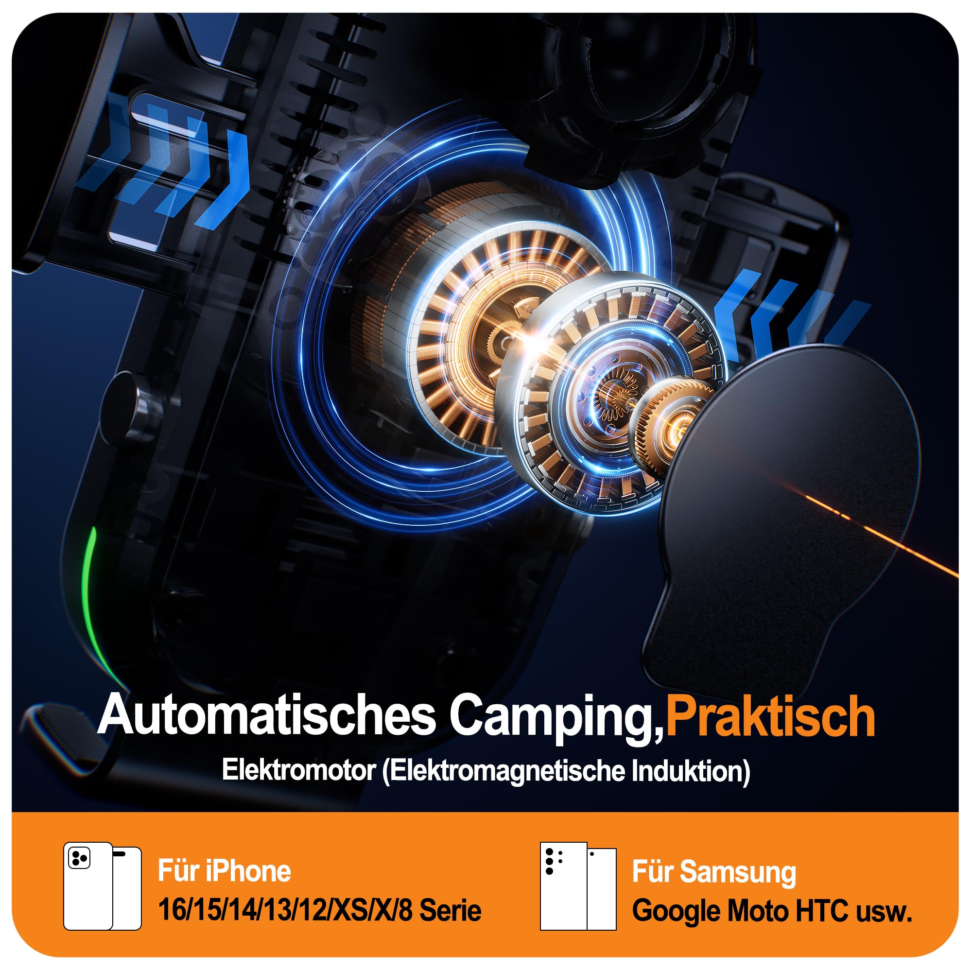 Auckly 15W Fast Wireless Charger Auto Handyhalterung Mit Ladefunktion Automatischer Induktion Motor Betrieb Qi Ladestation Auto Kfz Handy Halterung Auto Lüftung für iPhone Samsung Huawei LG usw