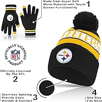 Vista 134 de Ultra Game Gorro de invierno de punto súper suave oficial de la NFL con guantes extra cálidos para pantalla táctil