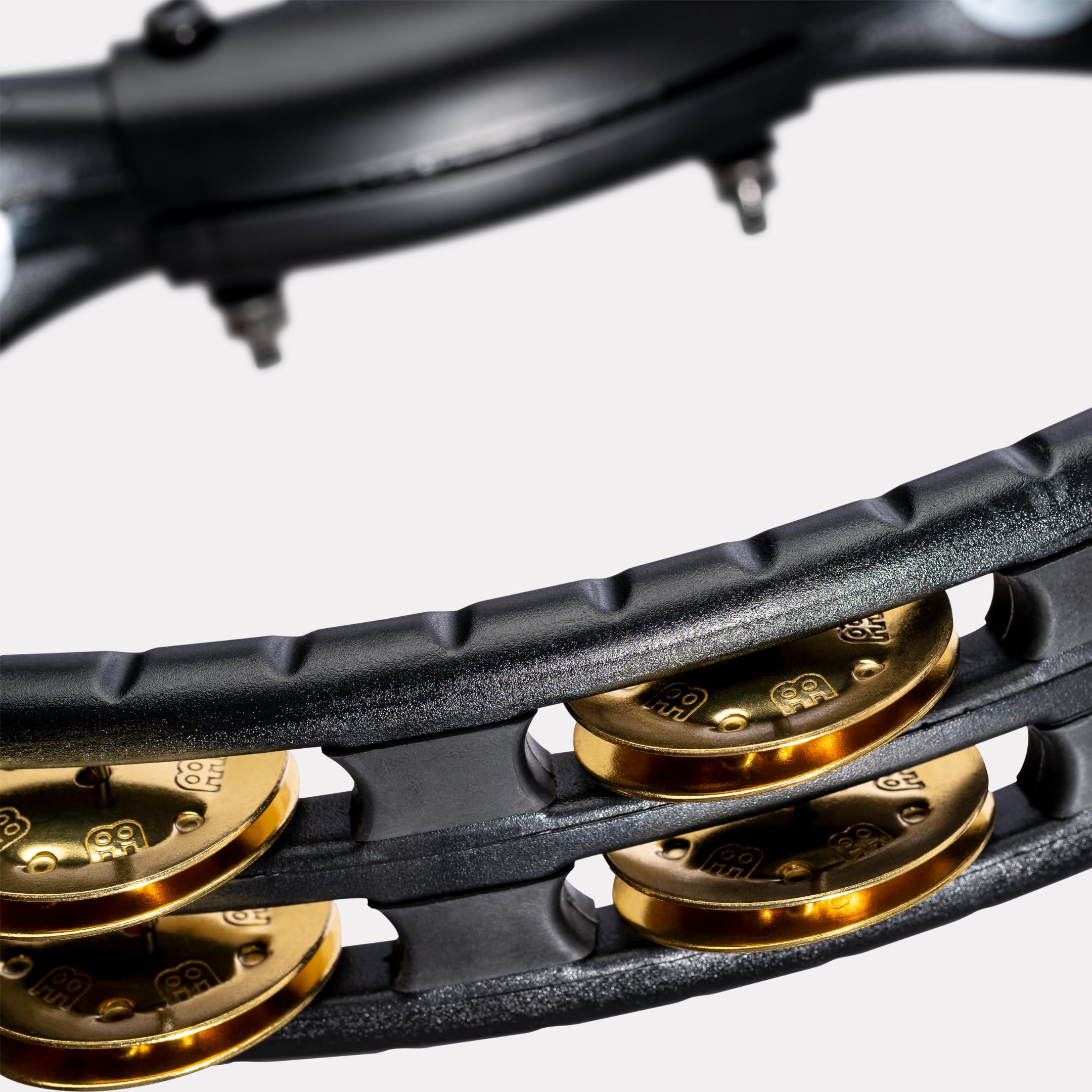 Meinl Percussion Traditional Mountable Tambourine, Schwarz (TMT2B-BK) | Tamburin mit 2 Reihen Jingles, mit Halterung, ABS Kunststoff und Messing