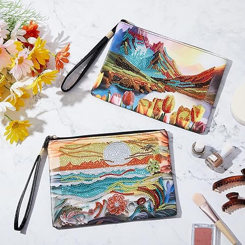 Vista 17 de Geyoga 2 piezas de monederos de pintura de diamantes 5D DIY pintura de diamante bolso de mano arte muñeca bolsa de mano para mujeres niñas arte arte