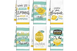 Black Yellow Lemon Kitchen Towels, Lemonade Summer Dish Towel with Sayings