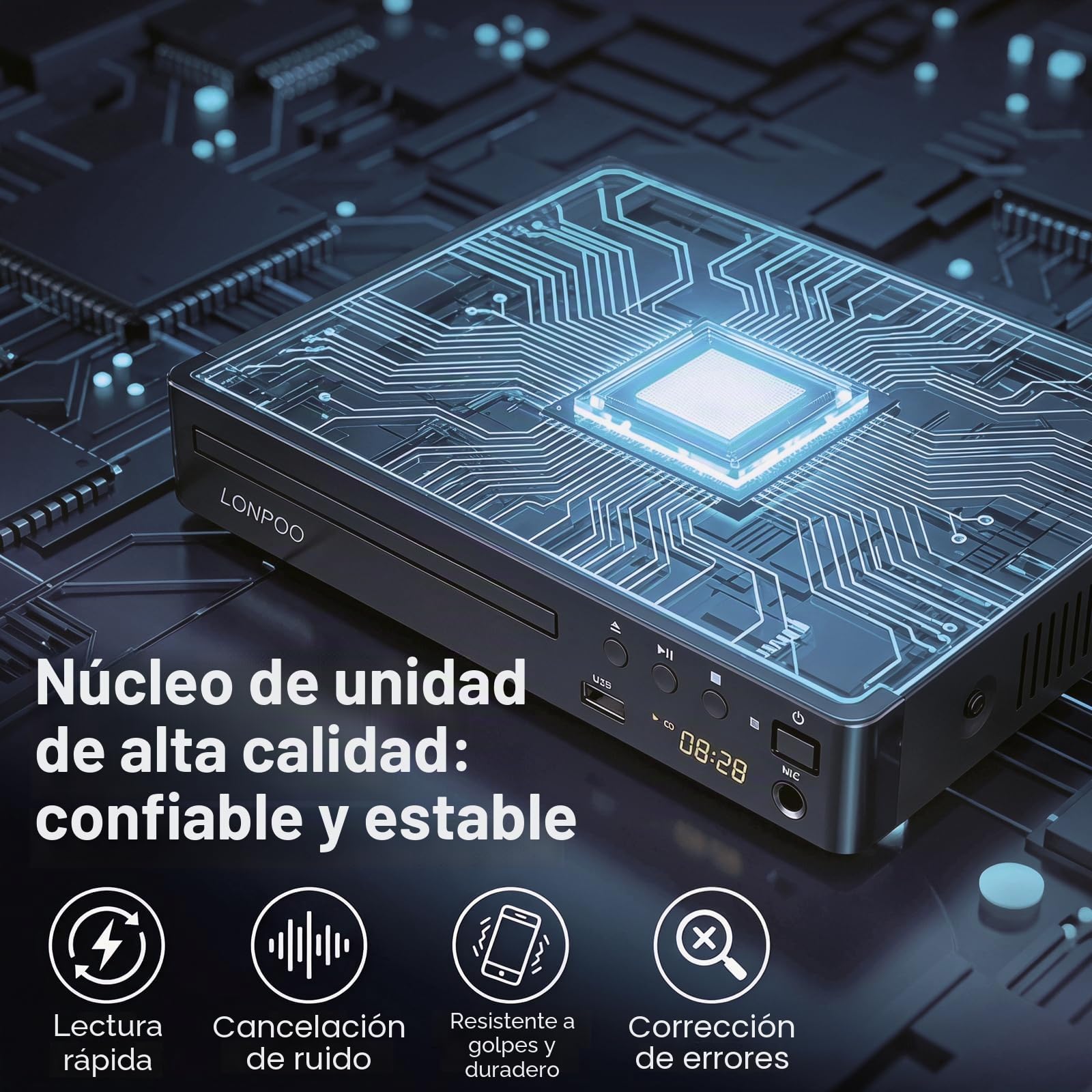 Compacto Reproductor DVD para TV - (HD 1080P escalado Lectore de DVD CD, Salida HDMI/AV/Coxical, Entrada USB, Mic Porta, MP3, Cable HDMI & AV Incluido (LP-099)