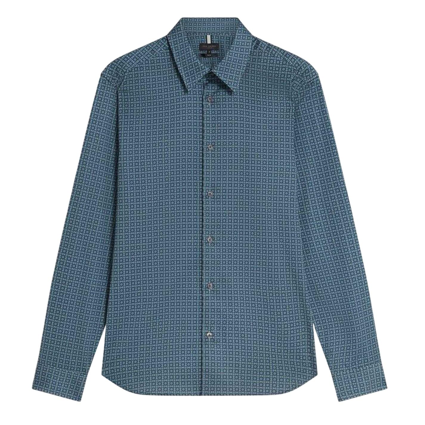 Ted Baker Men's Navy Ls Geo Shirt Long Sleeve Xxl