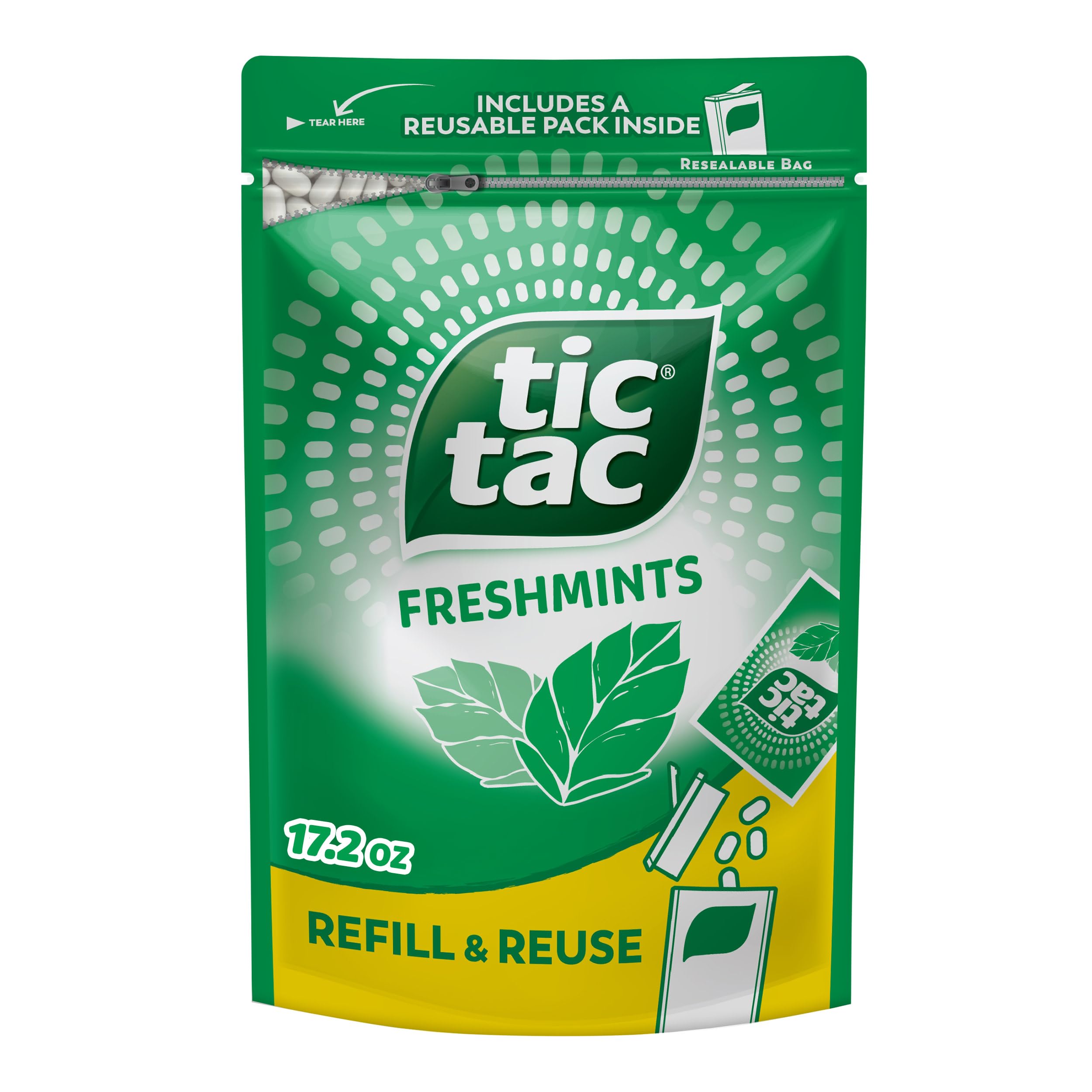 Tic Tac Bulk Freshmints Refill Bag, Pocket-Sized Breath Mints, 17.2 oz